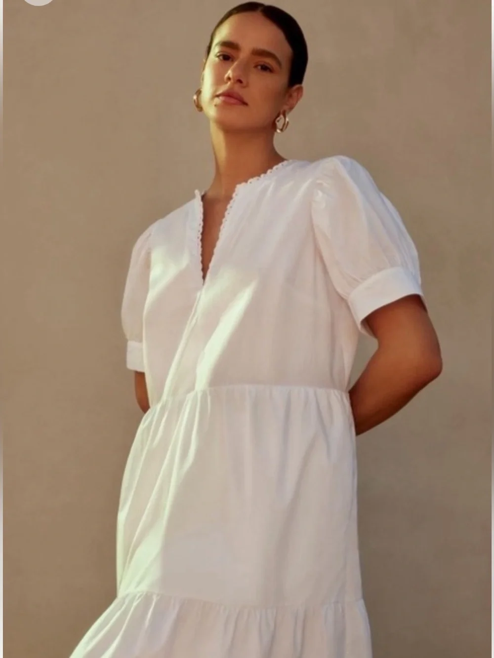Who What Wear White Dress with Scalloped Neckline